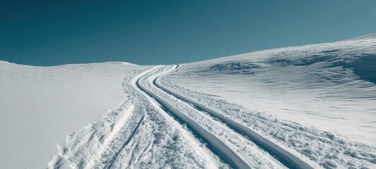 Ski Tracks in Snow.