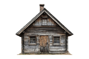 Rustic Wooden Cabin, Isolated on Transparent Background