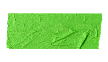 A torn rectangle of bright green, textured tape against a black background