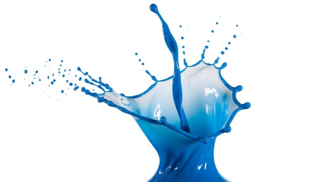 Blue paint splash creating dynamic motion on white background  