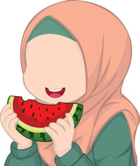 Girl eating watermelon