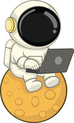 Astronaut work with laptop