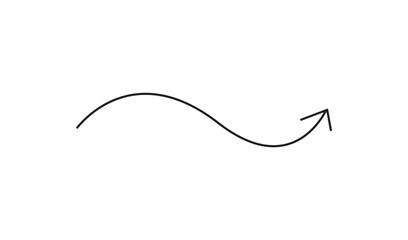 Simple hand drawn wavy arrow pointing to the right on white background