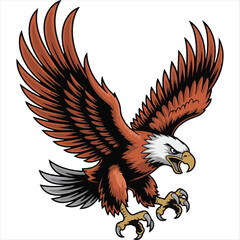 Fierce Eagle Vector Illustration in Orange,Aggressive Eagle Mascot Design Vector,Detailed Flying Eagle Artwork in Vector Style,Orange and Black Eagle Tattoo Vector Design,Powerful Eagle.