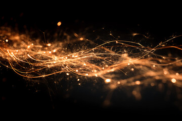 Dynamic golden sparkler trails illuminate darkness with festive, celebratory light, perfect for holiday and event themes