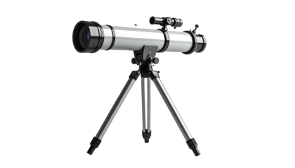 A silver optical instrument on a tripod, used for viewing distant celestial objects