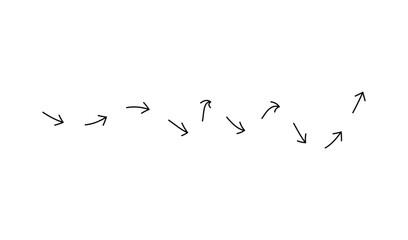 Hand drawn arrows pointing in various directions on white background