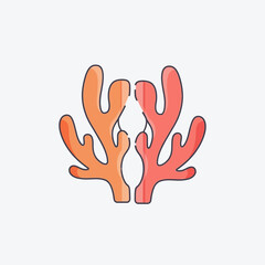 Obraz premium Coral illustration in orange and pink tones on a white background.