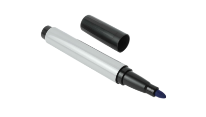 Gray marker with black cap off, on black background