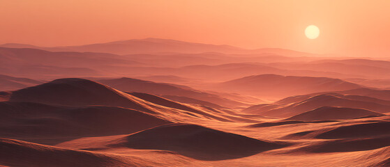 Golden sand dunes under glowing orange sky for travel posters, summer festival visuals, desktop wallpapers, and scenic backgrounds across all digital devices