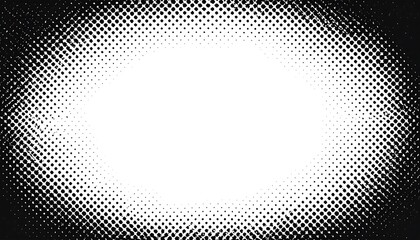 An abstract, graphic image with a white center and a frame of densely packed black dots, creating a textured border