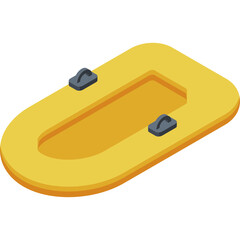 Yellow Inflatable Boat With Dark Grey Handles And A Transparent Background Vector Illustration