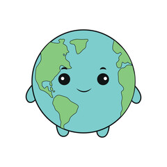 Cute cartoon earth character.