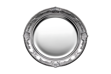 Vintage Silver Plate, Isolated on Transparent Background
