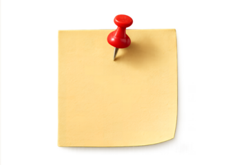 yellow note paper with push pin