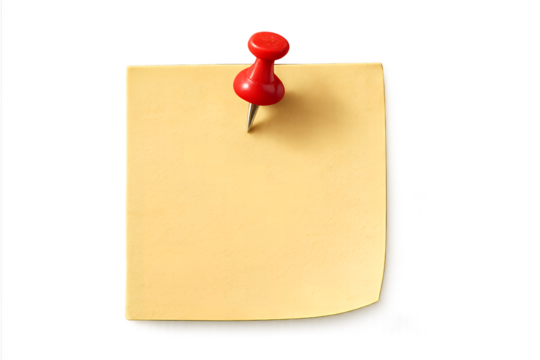 yellow note paper with push pin