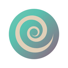 Beige Swirl in Teal and Purple Gradient Circle on White Background Keywords: abstract, art, background, beige, circle, concentric, design, graphic