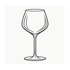 Outline drawing of an empty wine glass on a white background empty glass goblet