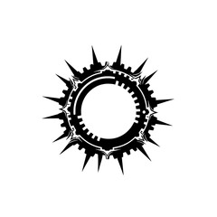 Mechanical Gear Silhouette in Monochrome