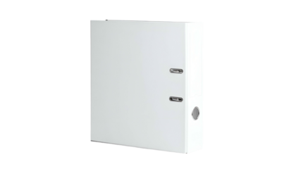 Plain white ring binder isolated, shown at an angle