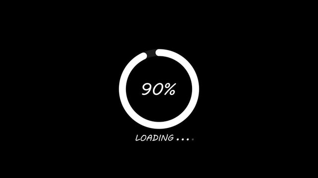 Circle loading bar icon animation. White color loading, load, process, processing bar animation. Futuristic loading circle ring with 0-100 percent.