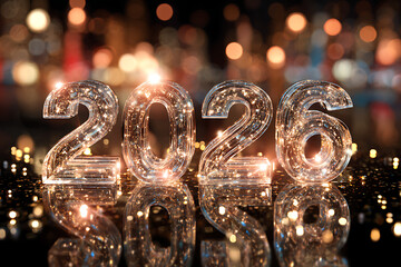 Sparkling 2026: A dazzling vision for the new year, celebrations, and futuristic designs with glowing lights and hopeful anticipation