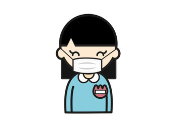  マスク姿で笑顔の幼稚園児の女の子