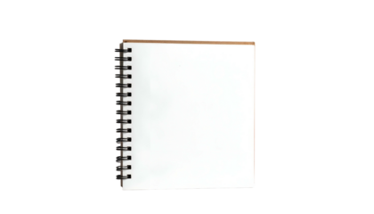 Blank, wire-bound notebook lays open, inviting thoughts and ideas
