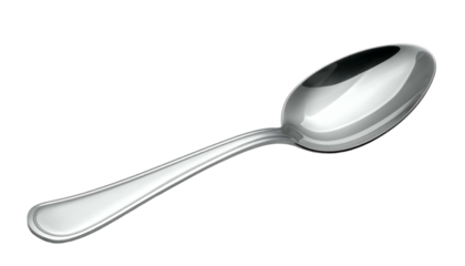 Shiny silver spoon with decorative ridges on handle
