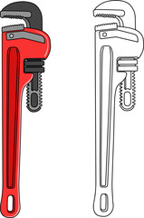 Pipe Wrench line vector illustration isolated on white background
