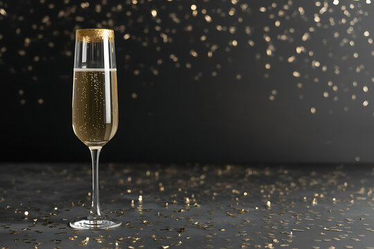 Celebrate with bubbly champagne and golden confetti for a luxurious New Year's Eve, birthday, or festive party occasion
