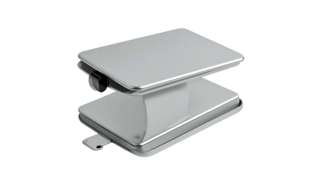 Sleek metallic scale with a digital readout on a black background