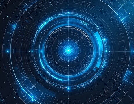 Futuristic digital interface in shades of blue - Powered by Adobe