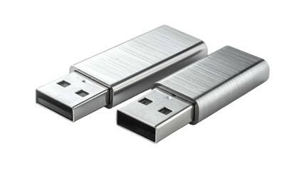 Two silver USB drives, one slightly larger, on a black background