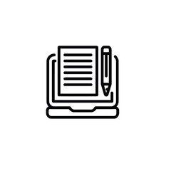Online Writing Laptop with Pencil Icon