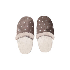 Hand-painted Watercolor Slippers Illustration for Cozy Home Decor