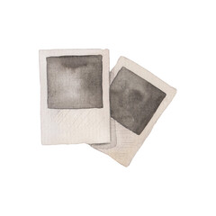 Watercolor Polaroid Photo Illustration - Nostalgic Memories, Vintage Photography, Retro Style, and Art