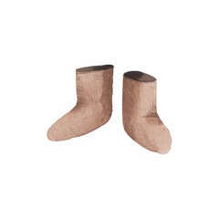 Cozy knitted socks, perfect for keeping feet warm and comfortable, watercolor illustration