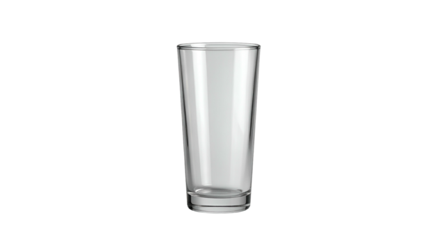 Clear, empty, tall glass with subtle gradients on a black background