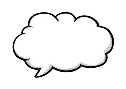 Simple white comic speech bubble on black - Powered by Adobe