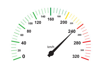 Car speedometer. Auto dashboard with gauge of speed, tachometer, odometer. Icons isolated on transparent background. Panel of meter of fuel, engine rpm and temperature. Sport car