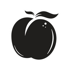 Minimalist Peach Fruit Silhouette with Leaf