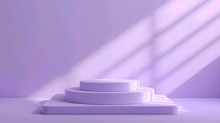 A purple carpet on a white background leads up a 3D stairway to success, with a blue carpet on a podium at the top