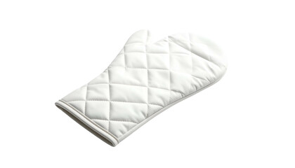 White oven mitt, quilted, isolated on a black background