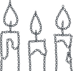 シルバーチェーンで描いたキャンドルのイラスト素材