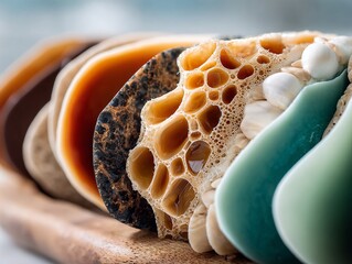 Plakat a close-up view of a bunch of different types of food