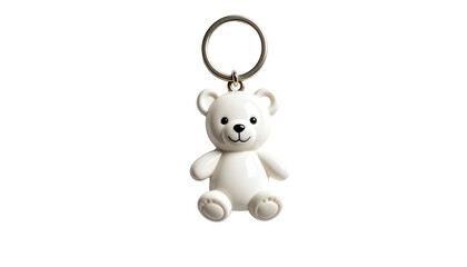 White bear keychain sits against a dark background