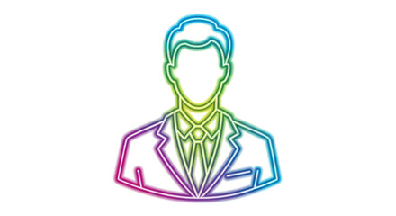 Colorful Outline of a Man in a Suit and Tie Business Avatar.