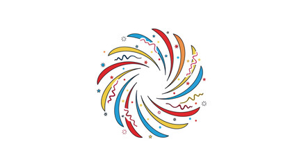 Vibrant Swirling Abstract Burst of Colorful Fireworks and Confetti.