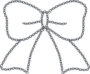 シルバーチェーンで描いたふっくらリボンのイラスト素材